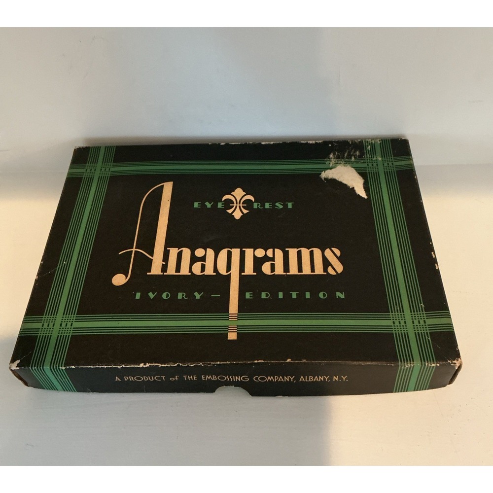 Vintage Anagrams Game Eye-Rest Ivory Edition Box Rare 3503